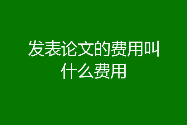 发表论文的费用叫什么费用