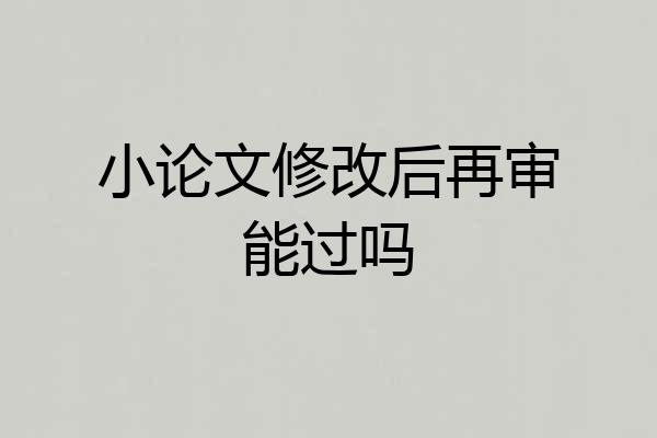 小论文修改后再审能过吗