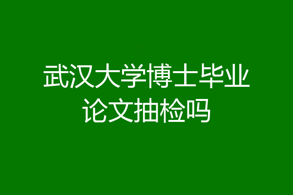 武汉大学博士毕业论文抽检吗