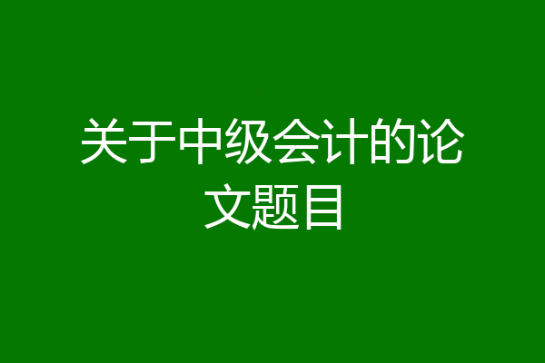 关于中级会计的论文题目