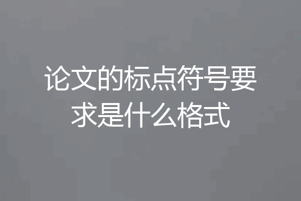 论文的标点符号要求是什么格式