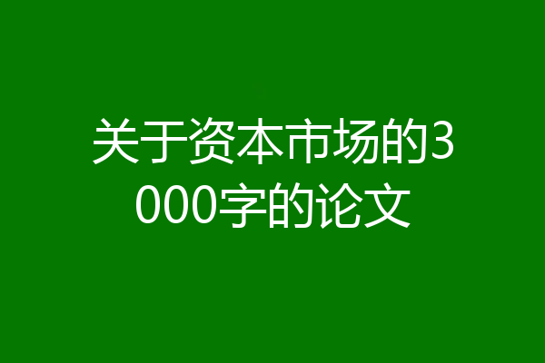 关于资本市场的3000字的论文
