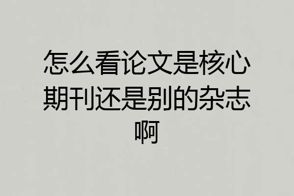 怎么看论文是核心期刊还是别的杂志啊
