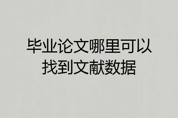 毕业论文哪里可以找到文献数据