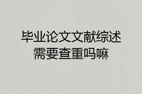 毕业论文文献综述需要查重吗嘛
