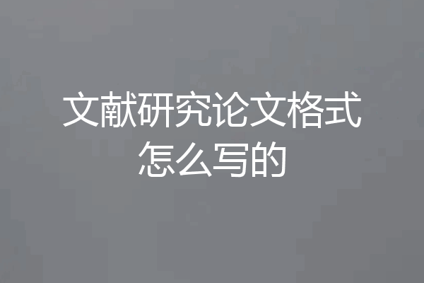 文献研究论文格式怎么写的