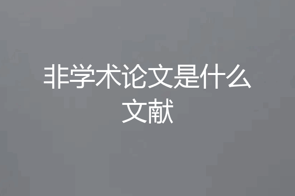 非学术论文是什么文献