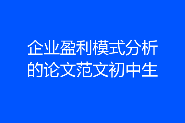 企业盈利模式分析的论文范文初中生