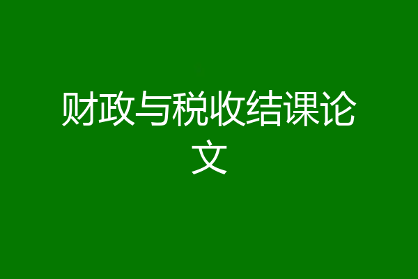财政与税收结课论文