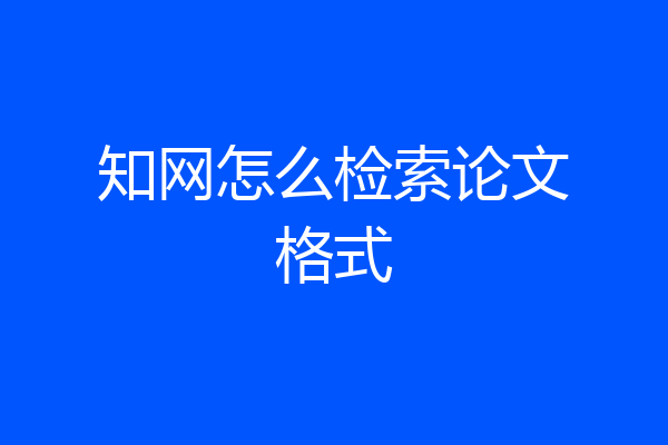 知网怎么检索论文格式