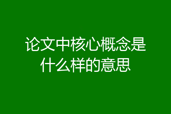 论文中核心概念是什么样的意思