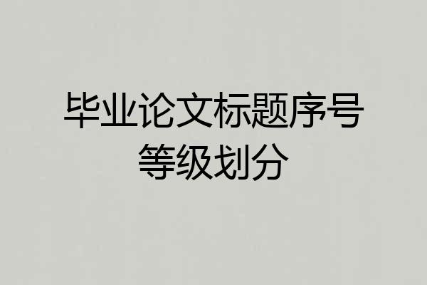 毕业论文标题序号等级划分