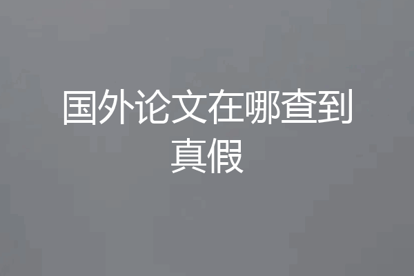 国外论文在哪查到真假