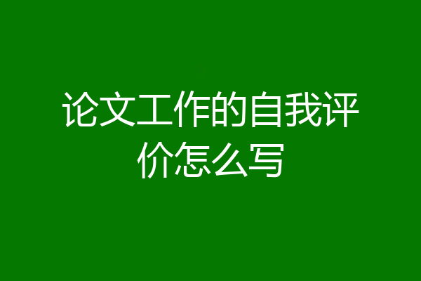 论文工作的自我评价怎么写