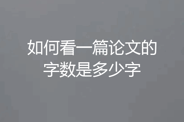 如何看一篇论文的字数是多少字