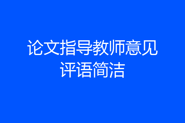 论文指导教师意见评语简洁