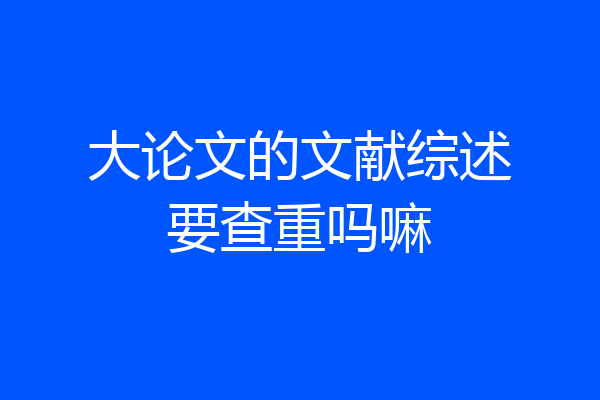 大论文的文献综述要查重吗嘛