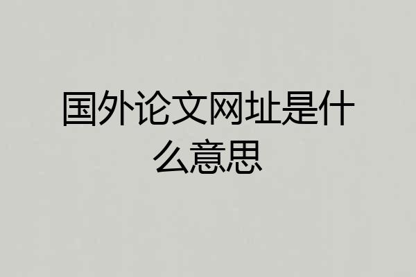 国外论文网址是什么意思