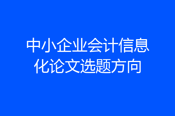 中小企业会计信息化论文选题方向