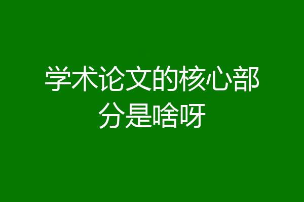 学术论文的核心部分是啥呀