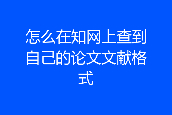 怎么在知网上查到自己的论文文献格式