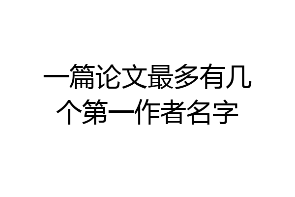 一篇论文最多有几个第一作者名字