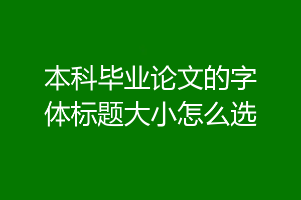 本科毕业论文的字体标题大小怎么选