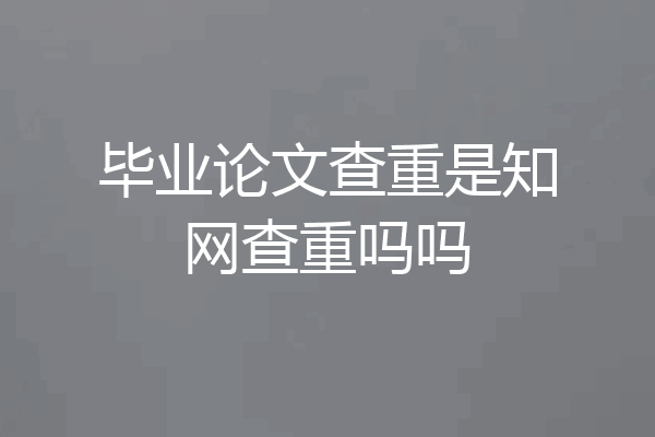 毕业论文查重是知网查重吗吗