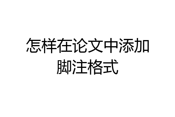 怎样在论文中添加脚注格式