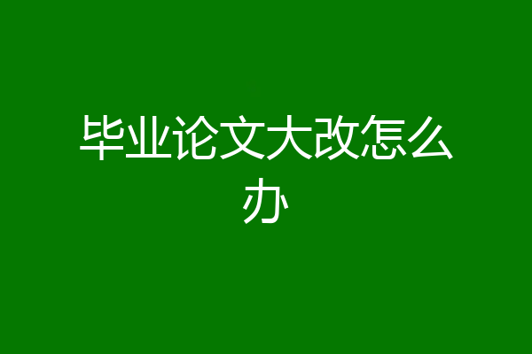 毕业论文大改怎么办