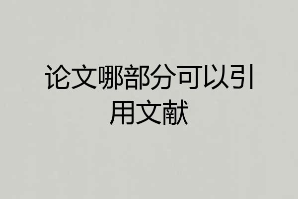 论文哪部分可以引用文献