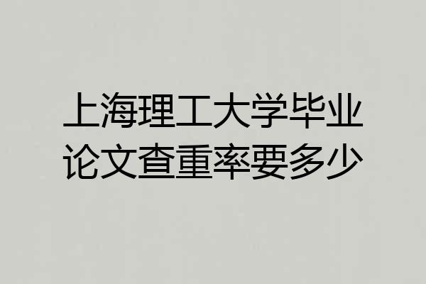 上海理工大学毕业论文查重率要多少