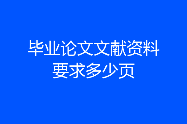 毕业论文文献资料要求多少页