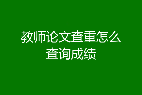 教师论文查重怎么查询成绩