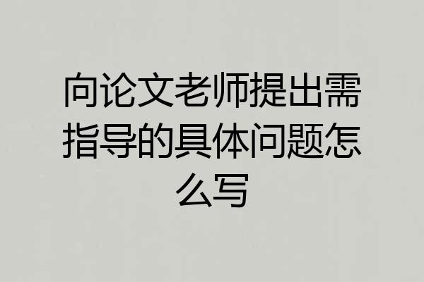 向论文老师提出需指导的具体问题怎么写