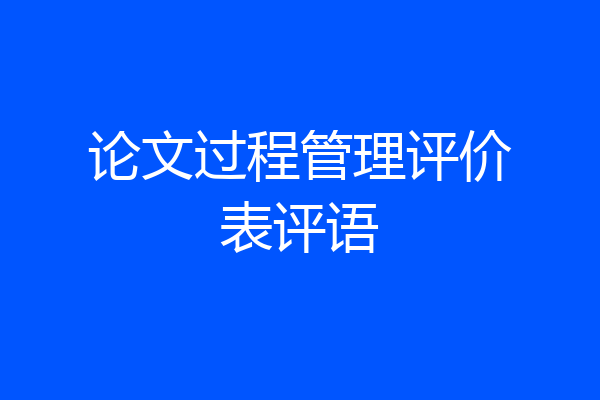 论文过程管理评价表评语