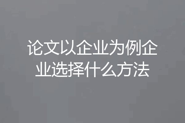 论文以企业为例企业选择什么方法