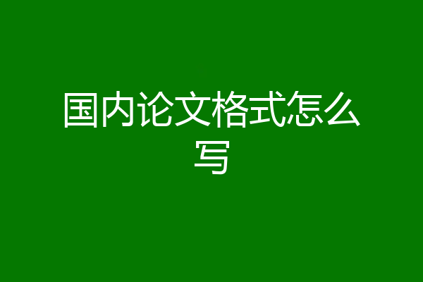 国内论文格式怎么写