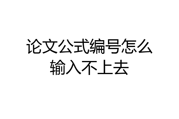 论文公式编号怎么输入不上去