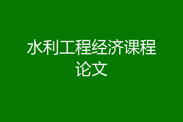 水利工程经济课程论文