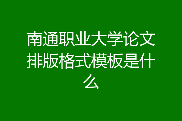 南通职业大学论文排版格式模板是什么
