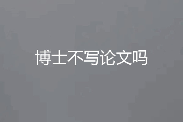 博士不写论文吗
