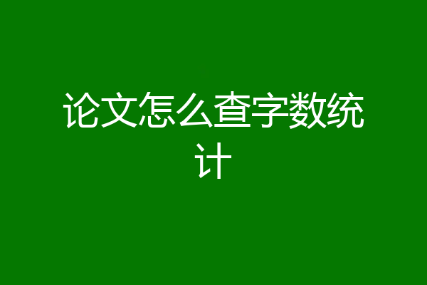 论文怎么查字数统计