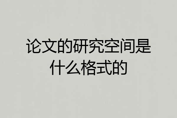 论文的研究空间是什么格式的