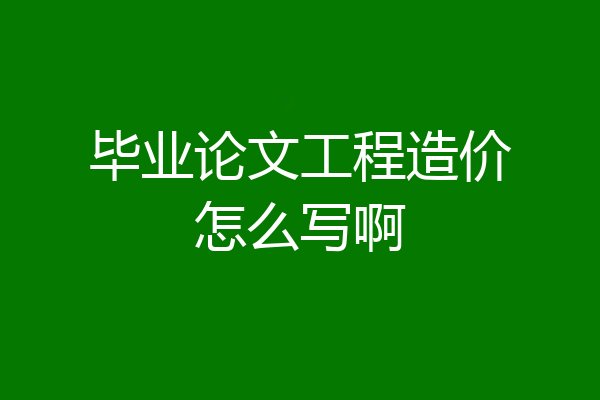 毕业论文工程造价怎么写啊