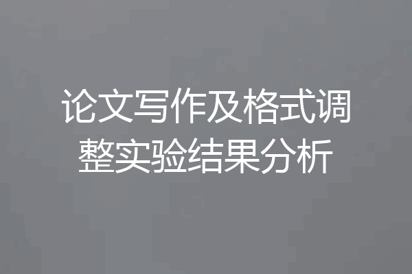 论文写作及格式调整实验结果分析