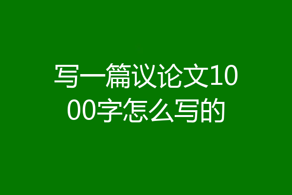 写一篇议论文1000字怎么写的