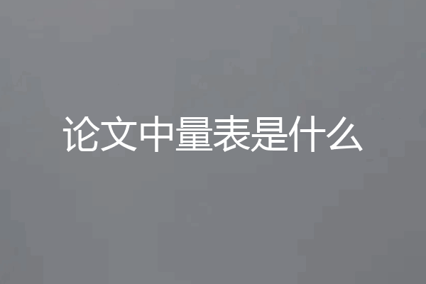 论文中量表是什么