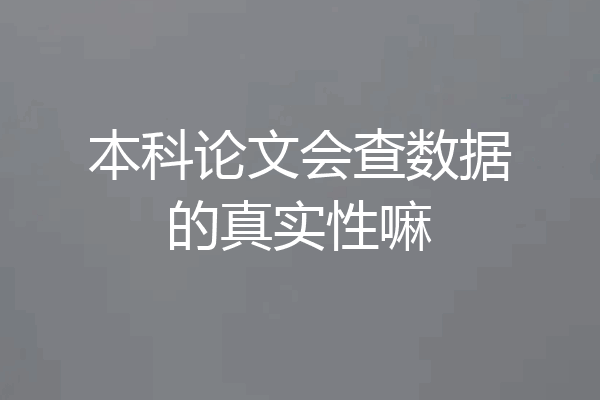 本科论文会查数据的真实性嘛