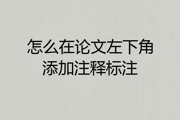 怎么在论文左下角添加注释标注